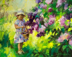Life, for very young children, can be very simple. We can learn from this. Lilac Festival original oil painting by Steve Henderson Fine Art