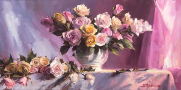 Rhapsody of Roses inspirational original oil painting of floral flower still life by Steve Henderson