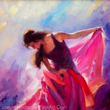 Magenta inspirational original oil painting of dancer by Steve Henderson