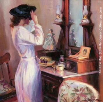 new hat woman mirror nostalgic vintage steve henderson art