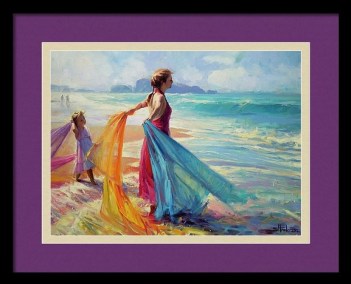 mom child daughter ocean surf fabric teaching steve henderson impressionism