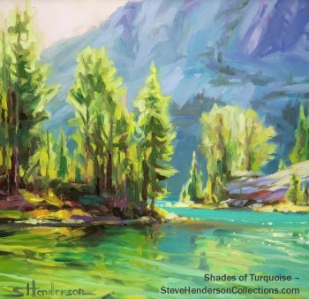 shades turquoise lake alpine mountain hiking camping wilderness steve henderson art