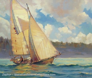 zephyr sail sailing boat vessel schooner sea ocean steve henderson art