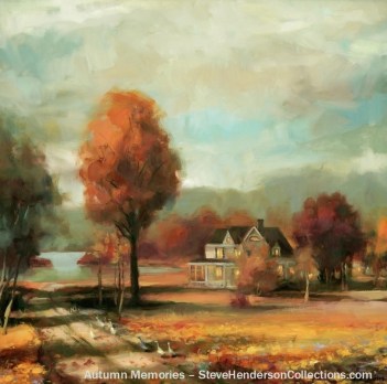 autumn memories fall country home rural farm steve henderson painting
