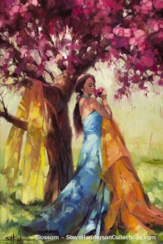 blossom woman spring flowers colorful steve henderson art