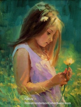 hailey girl female country flower spring portrait innocence Steve Henderson art