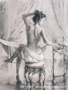 bath bathe woman relaxing spa towel tub steve henderson serene art