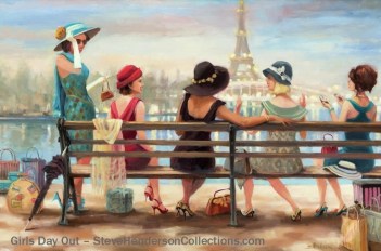 girls day out shopping friendship sisters paris france steve henderson art